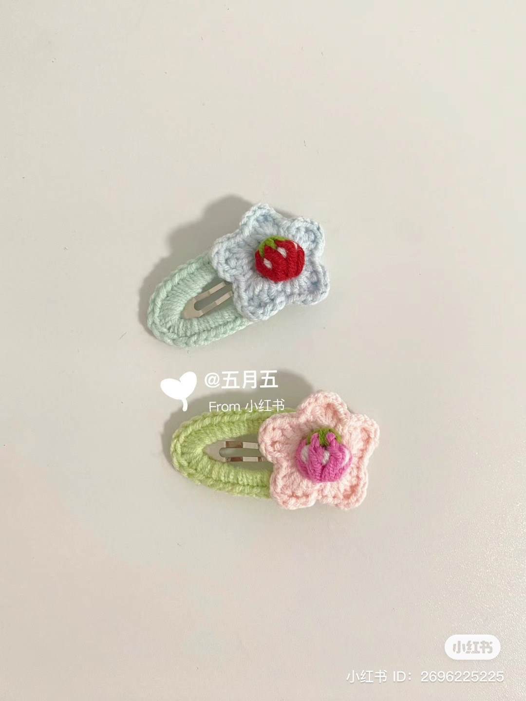 Cute Crochet Strawberry Star Hair Clips Pattern