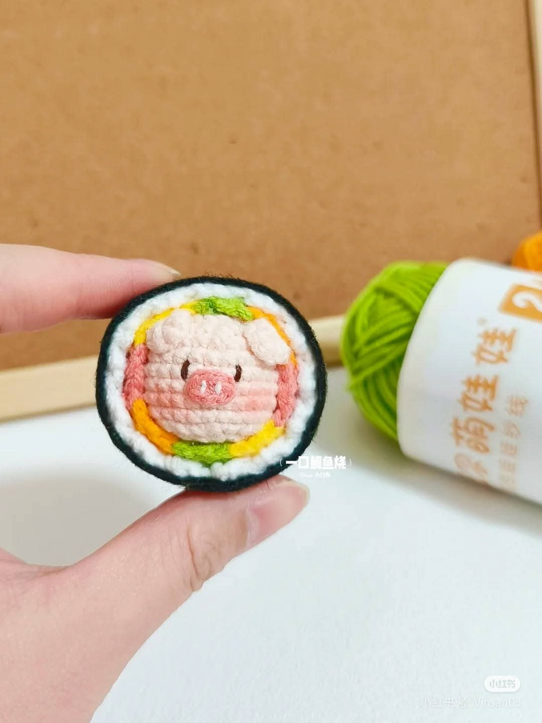 Cute Crochet Sushi Amigurumi Keychains with Kitty, Pig, and Koala Patterns