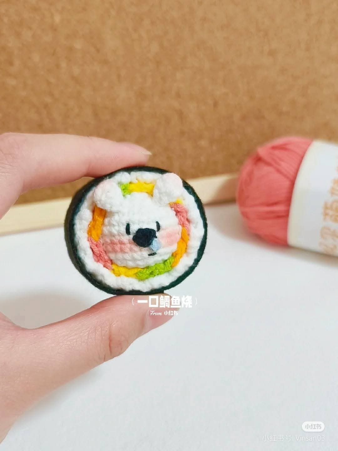 Cute Crochet Sushi Amigurumi Keychains with Kitty, Pig, and Koala Patterns
