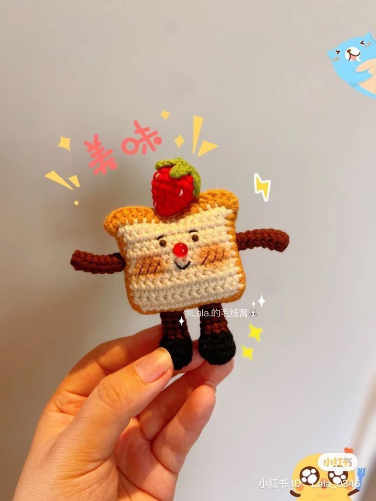 Cute Crochet Toast Bread Doll with Strawberry Pattern Tutorial