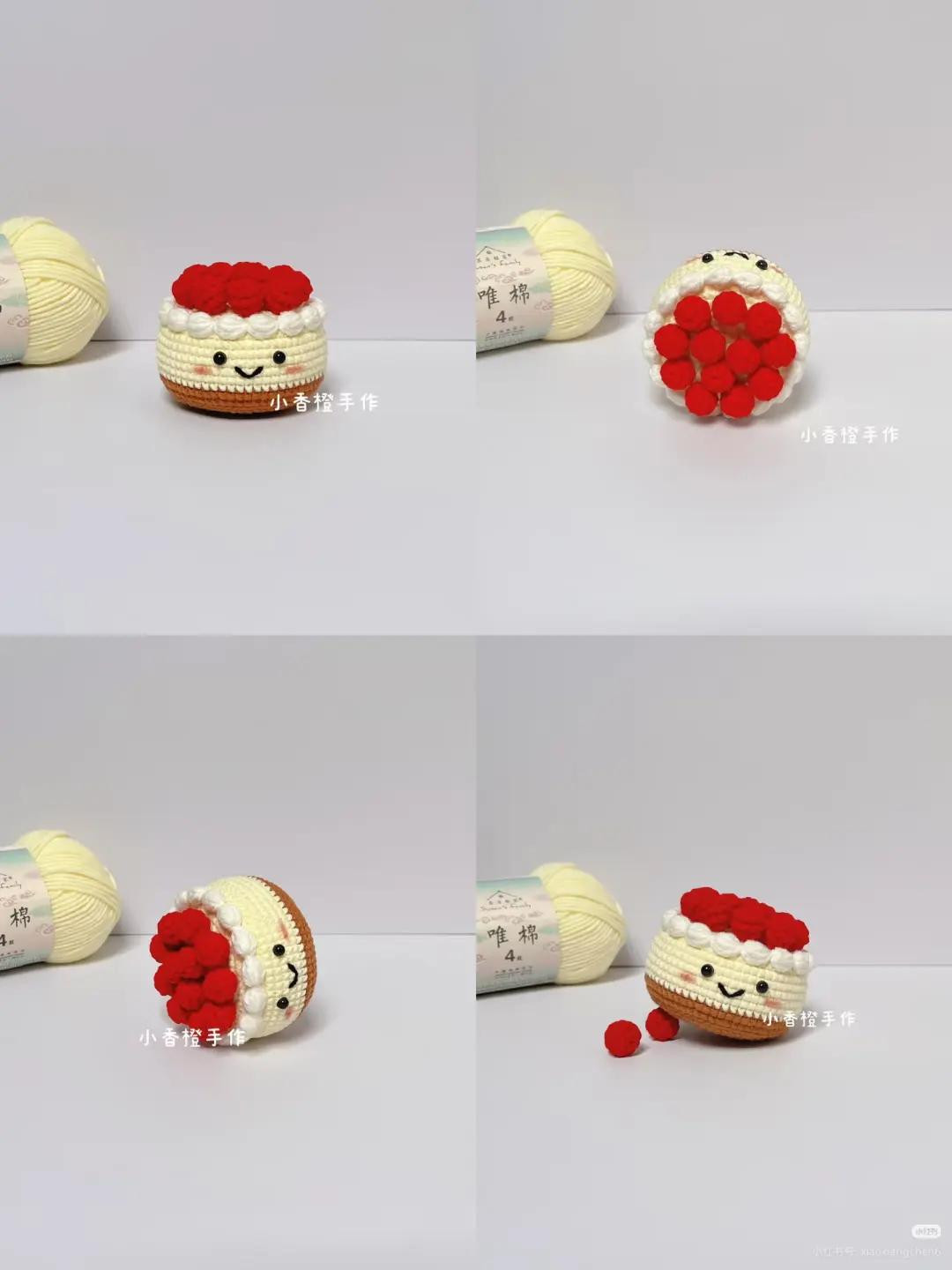 Cute Crocheted Cherry Cake Amigurumi Pattern