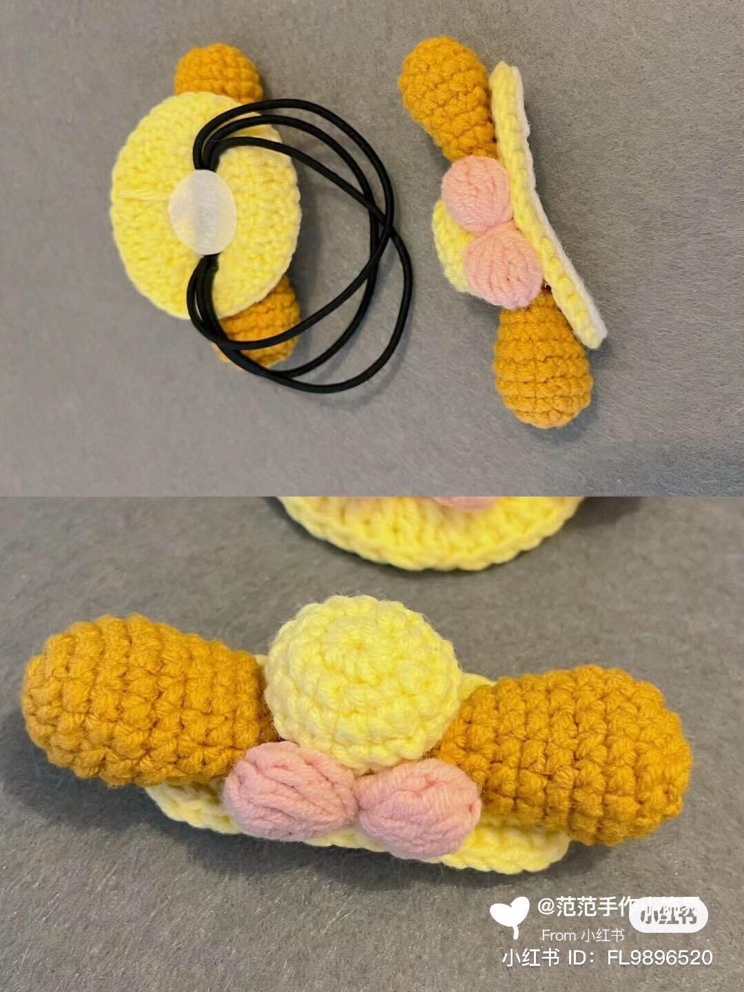 Cute Crocheted Cookie Hair Tie and Clip Pattern with Chart