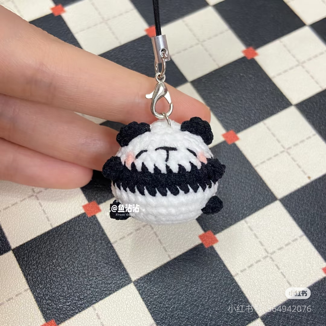 Cute Crocheted Panda and Green Bear Amigurumi Keychains
