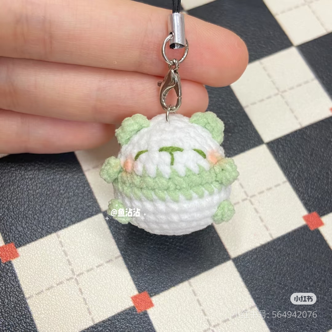 Cute Crocheted Panda and Green Bear Amigurumi Keychains