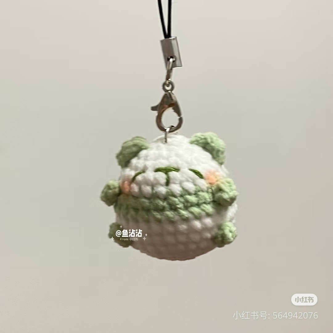 Cute Crocheted Panda and Green Bear Amigurumi Keychains