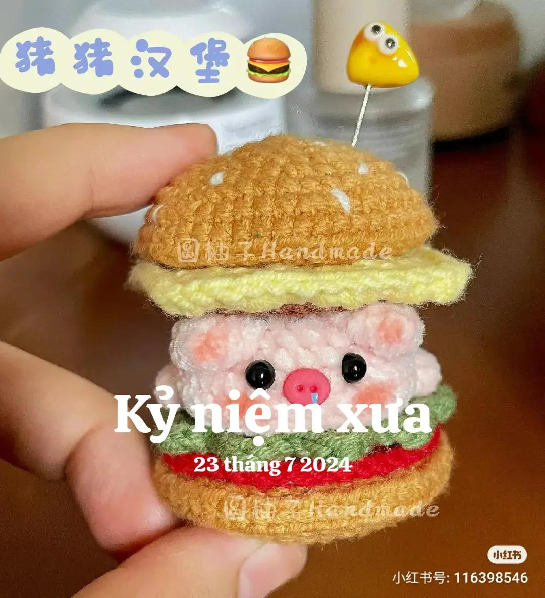 Cute Crocheted Pig Burger Amigurumi Pattern