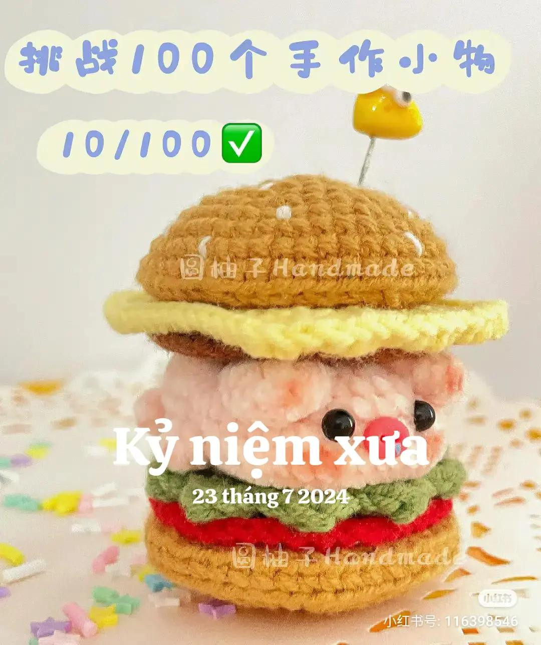 Cute Crocheted Pig Burger Amigurumi Pattern