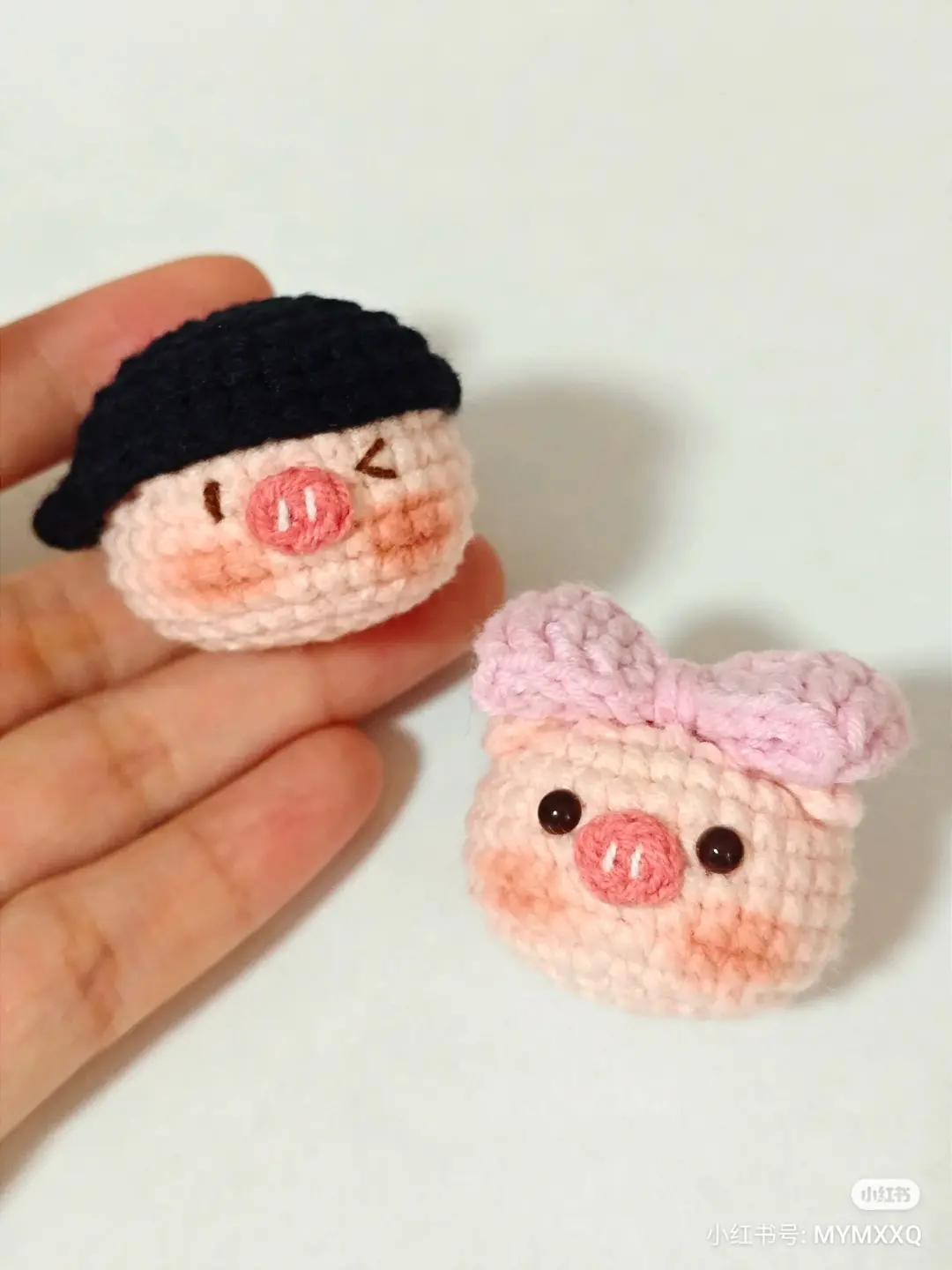 Cute Crocheted Pig Head Amigurumi Pattern with Chart Instructions