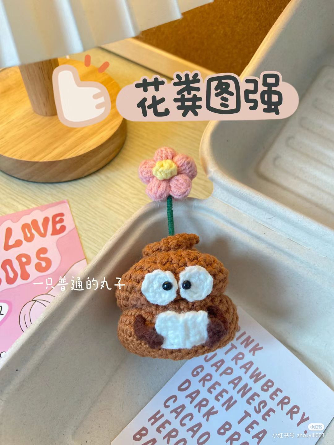 Cute Crocheted Poop Emoji Doll with Flower Pattern Tutorial