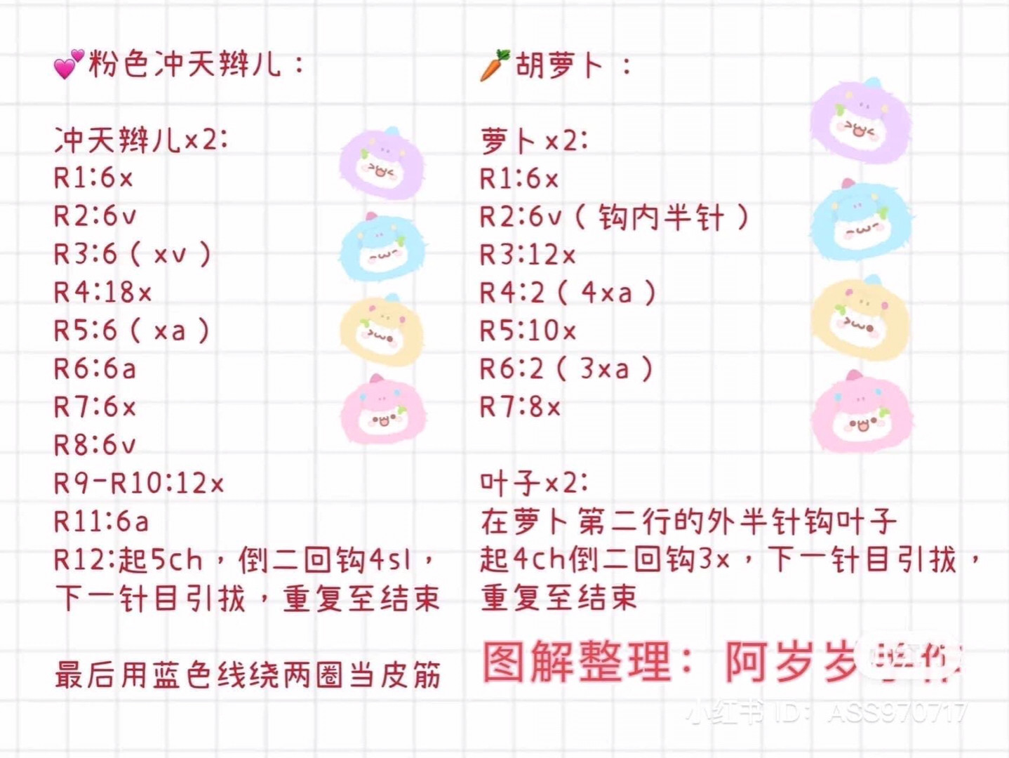 Cute Dangle Dolls Crochet Pattern Chart