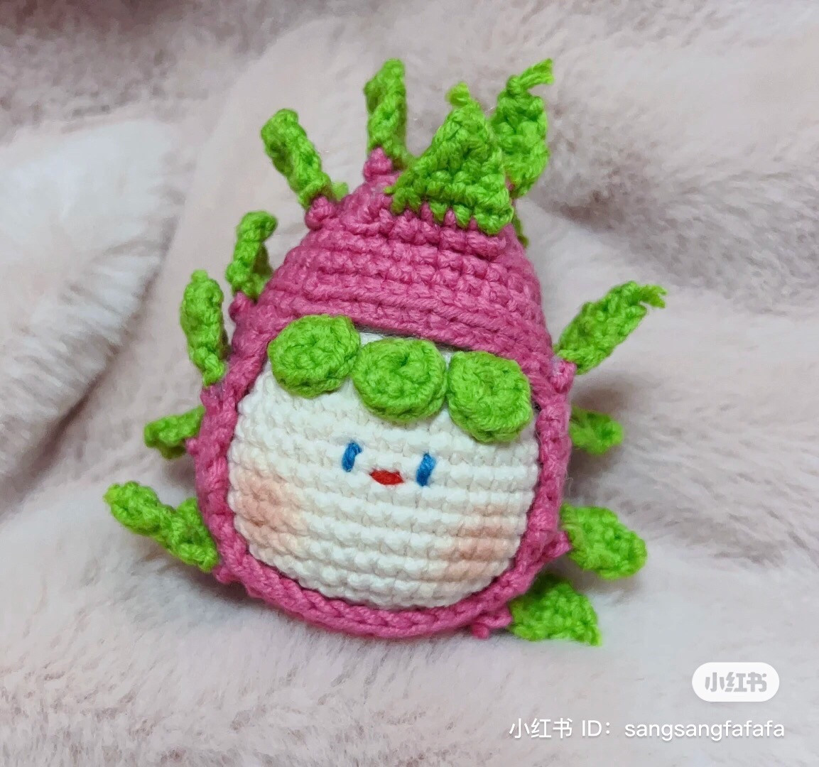 Cute Dragon Fruit Amigurumi Doll Crochet Pattern Chart with Detailed Instructions