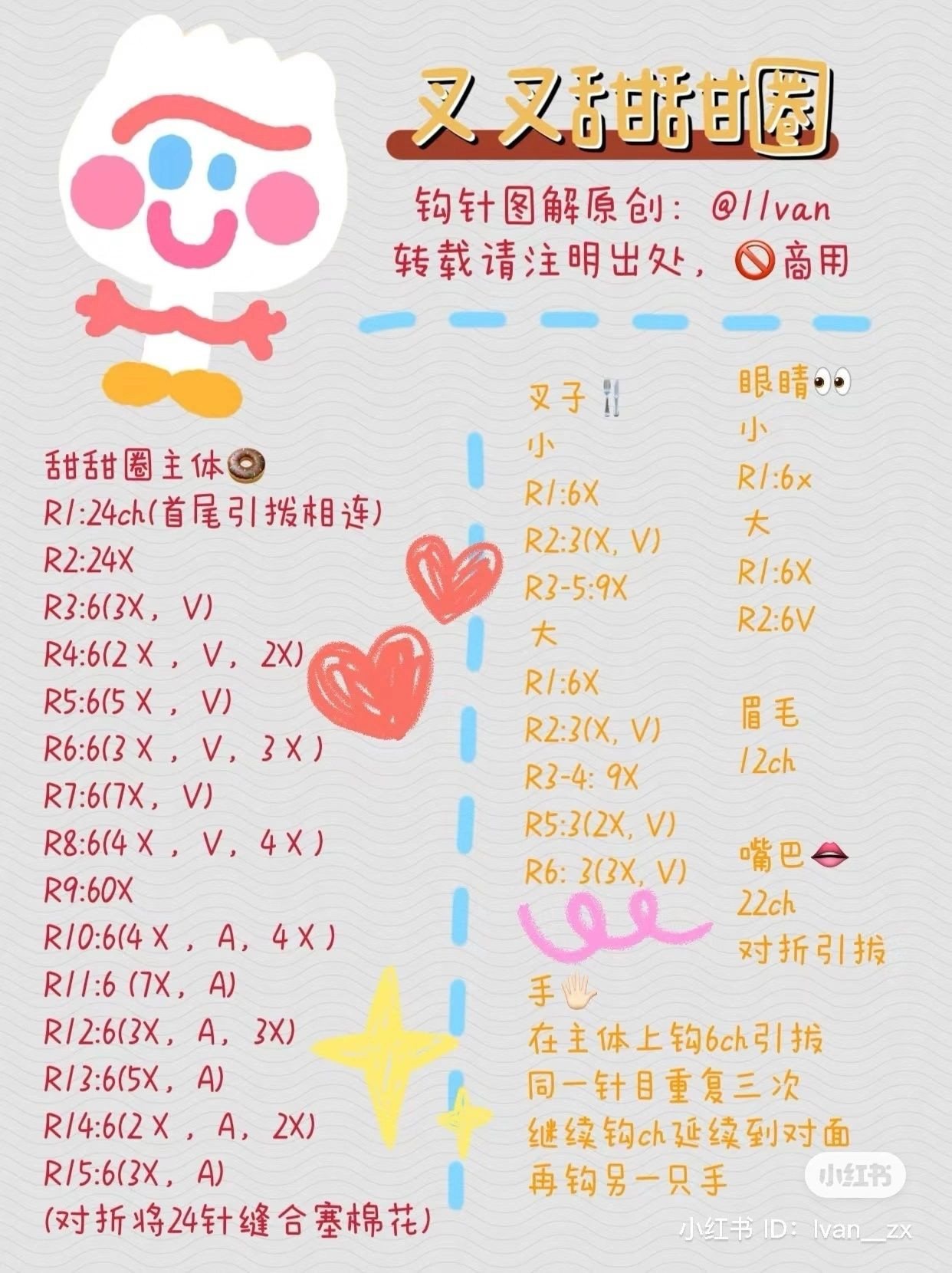 Cute Forky Donut Amigurumi Crochet Pattern