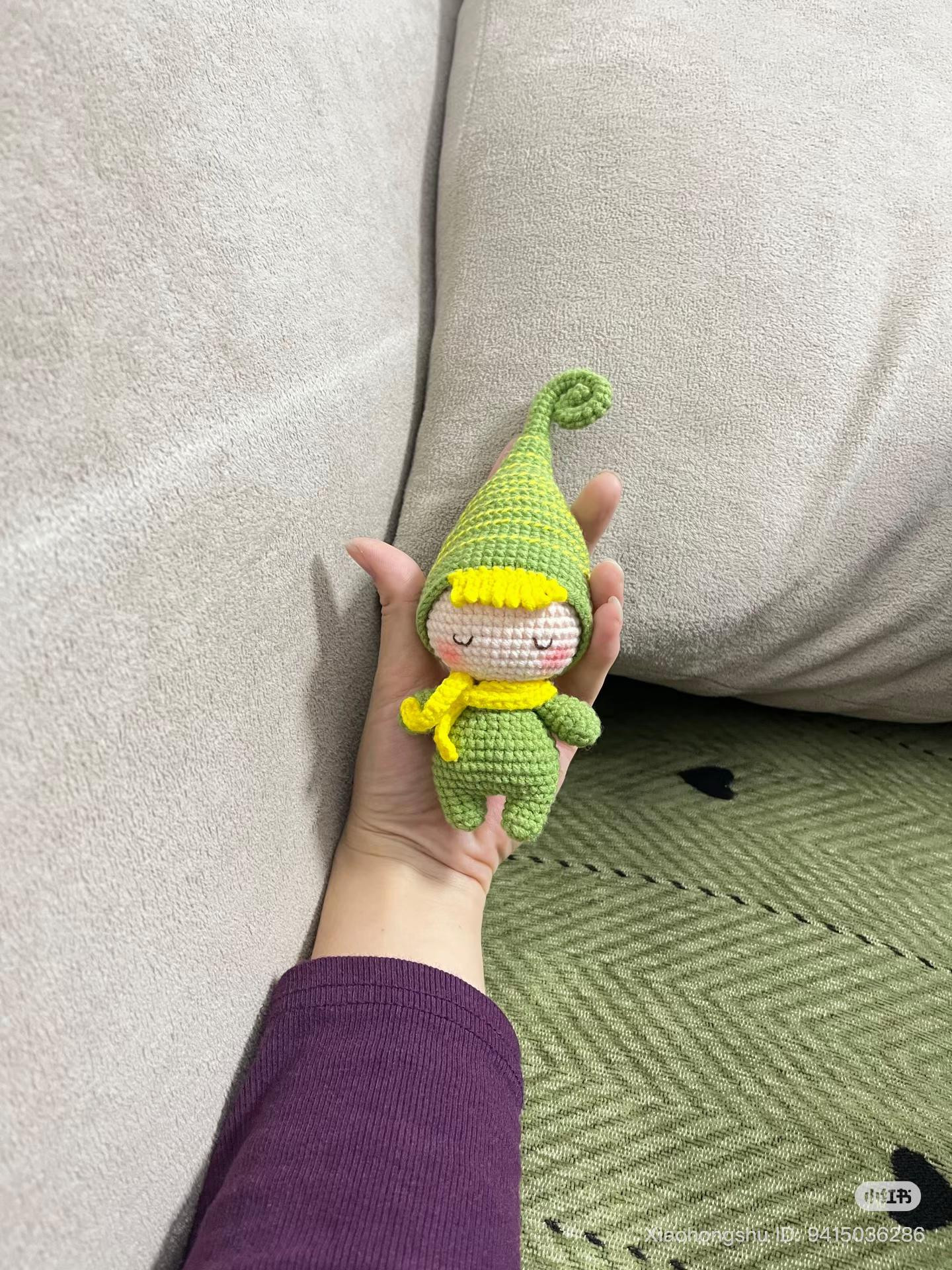 Cute Green Elf Amigurumi Doll Pattern Chart