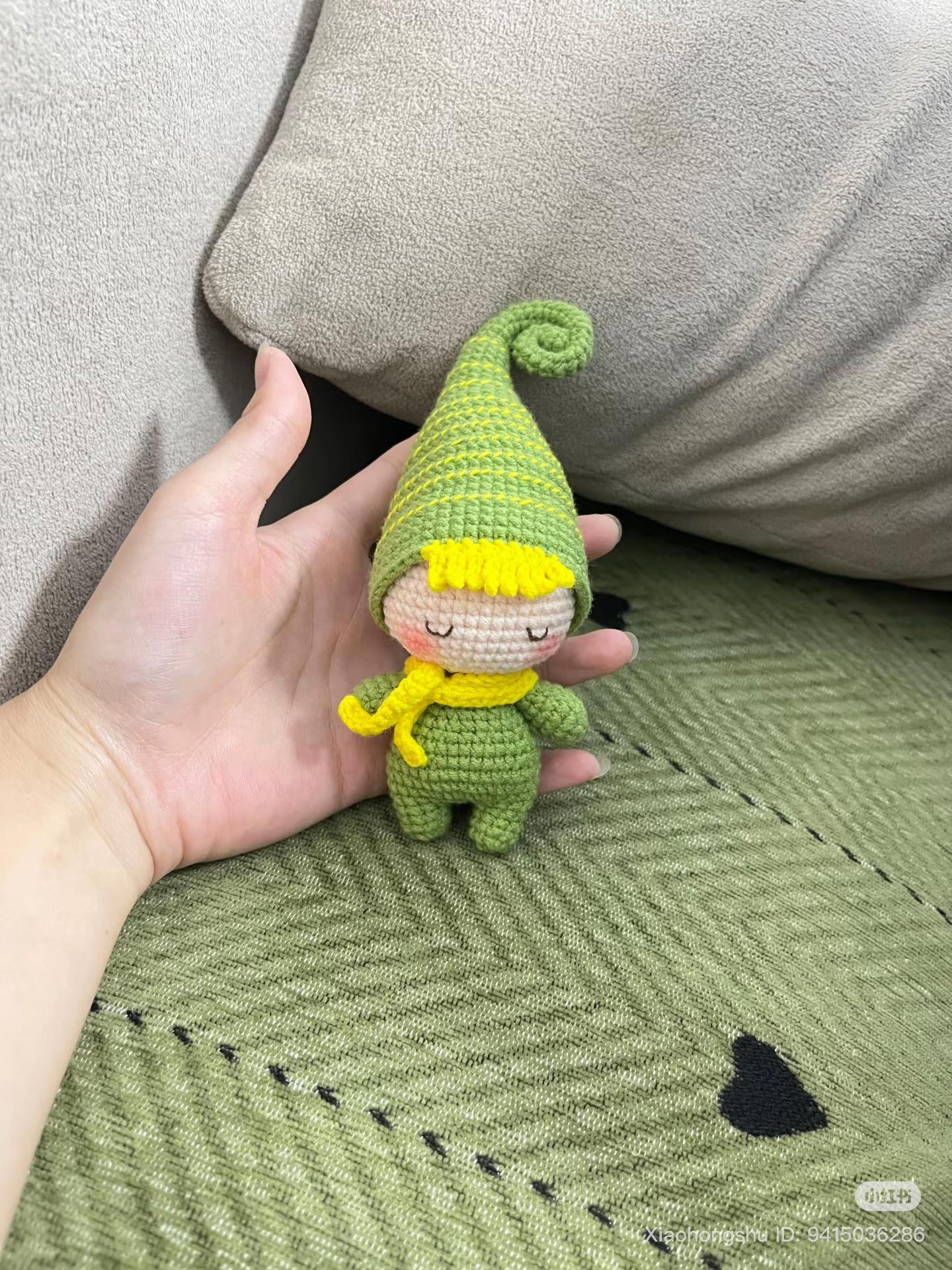 Cute Green Elf Amigurumi Doll Pattern Chart