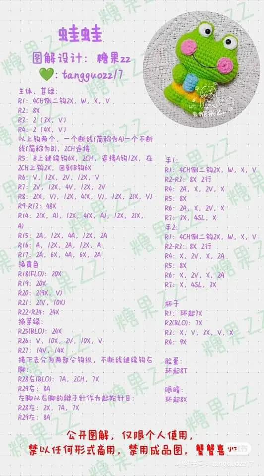 Cute Green Frog Amigurumi Crochet Pattern with Written Instructions