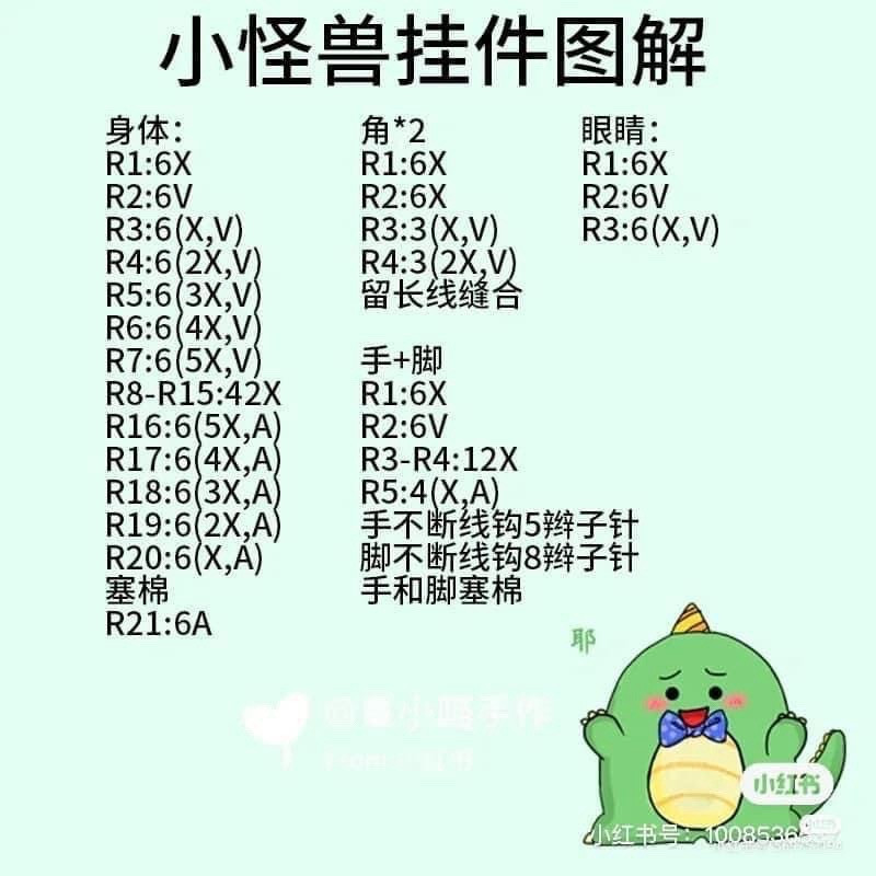 Cute Green One-Eyed Monster Amigurumi Keychain Crochet Pattern