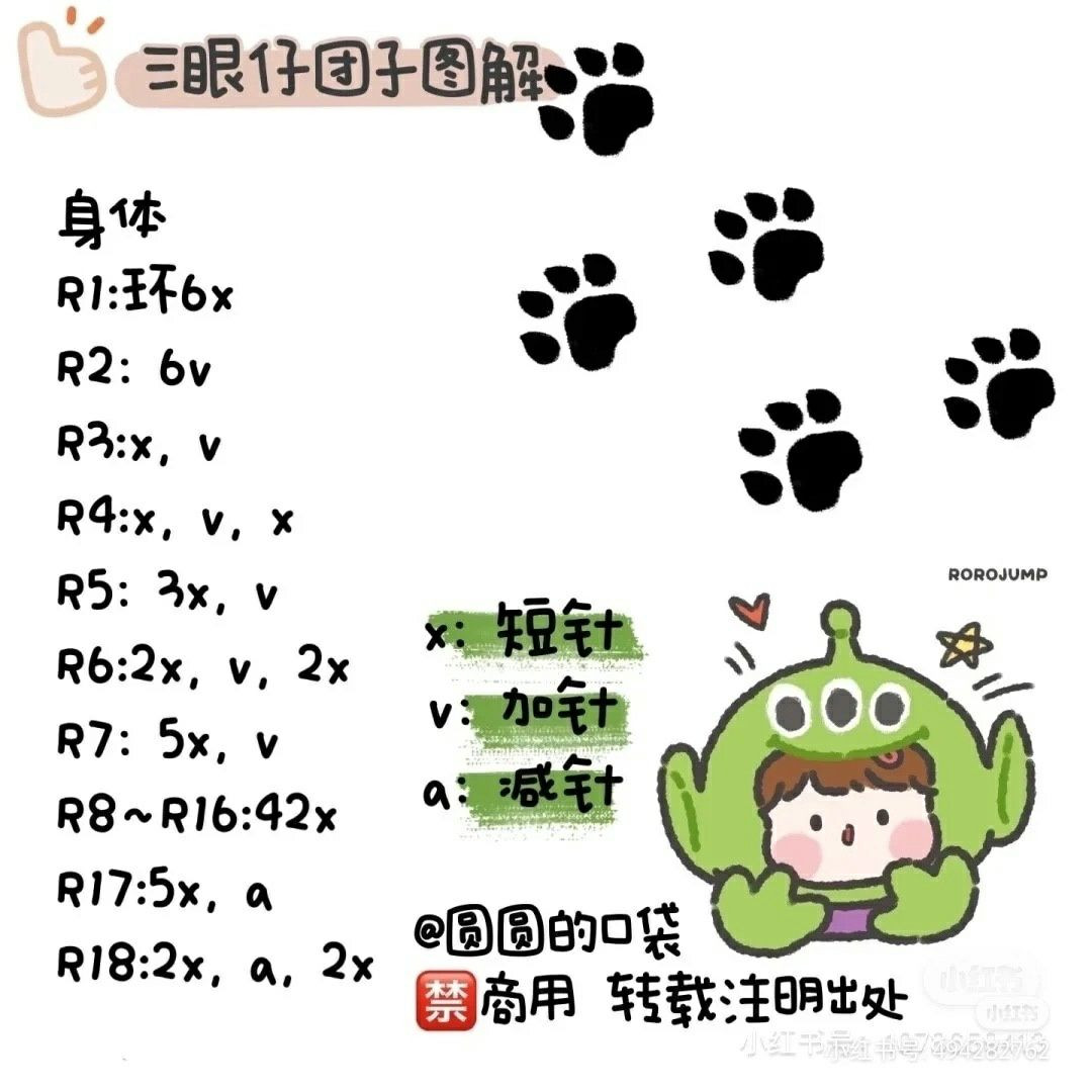 Cute Green Three-Eyed Alien Amigurumi Crochet Pattern with Step-by-Step Instructions