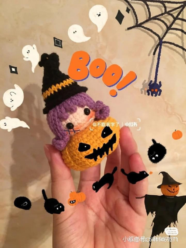 Cute Halloween Witch Doll Crochet Pattern Chart