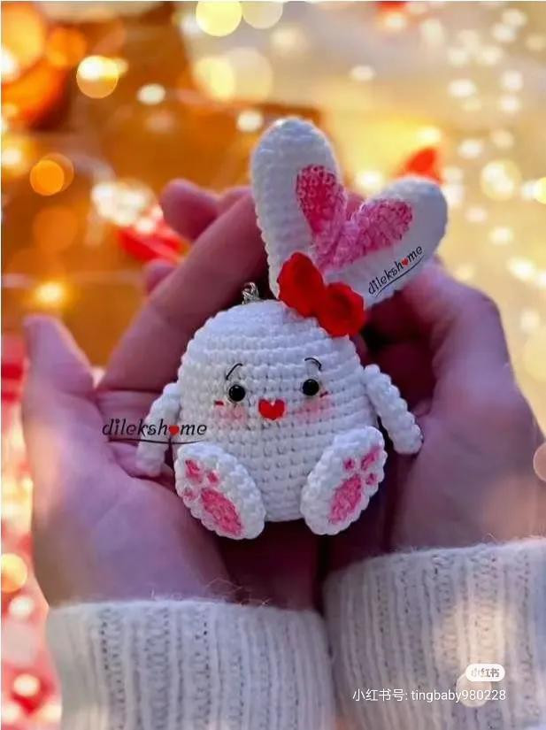 Cute Heart Cotton Bunny Amigurumi Crochet Pattern