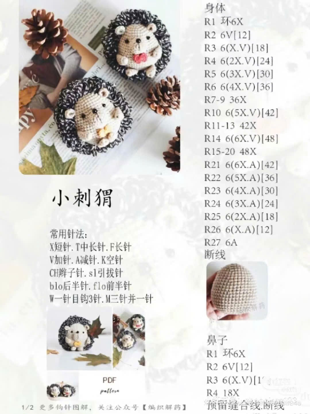 Cute Hedgehog Amigurumi Crochet Pattern with Apple