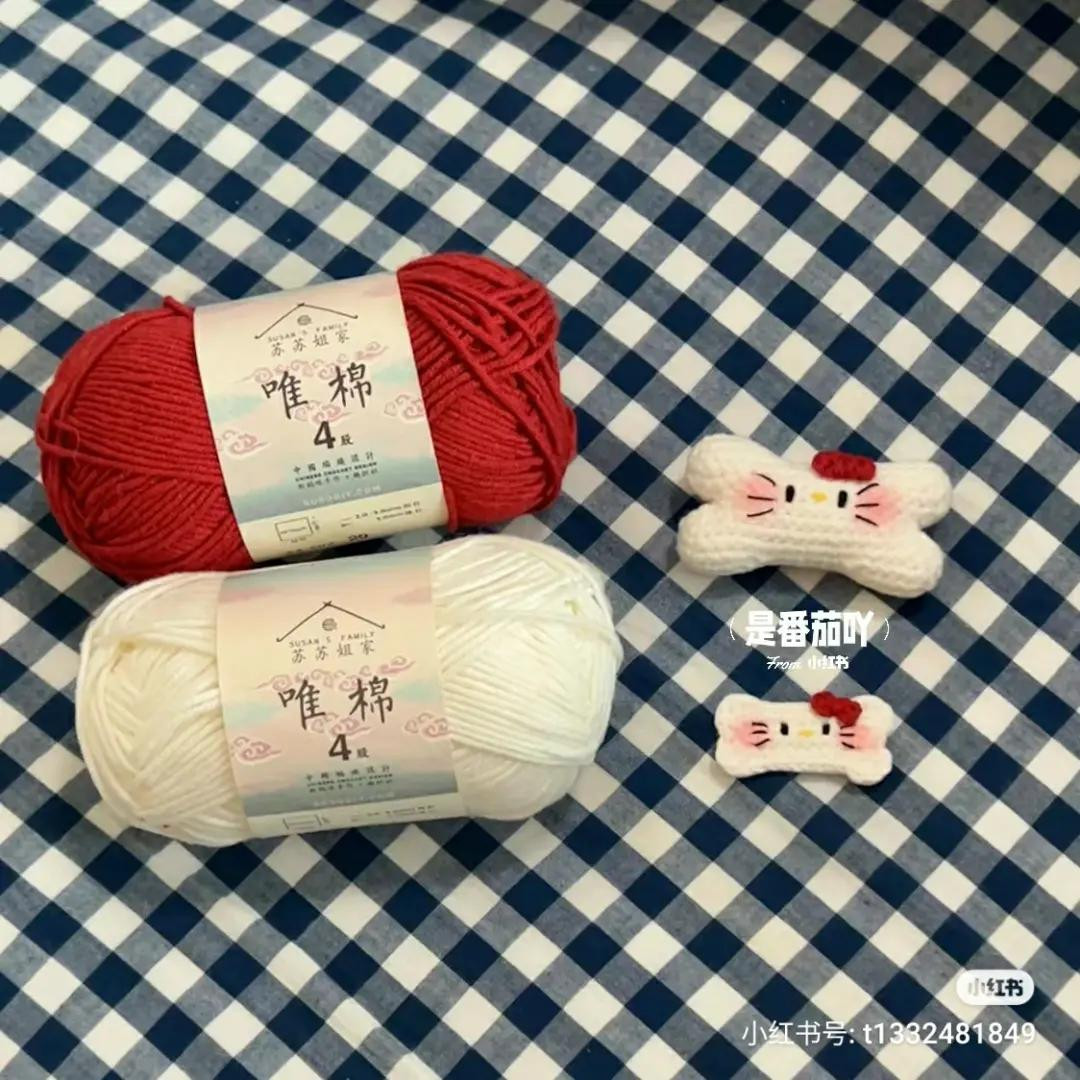 Cute Hello Kitty Bone Crochet Pattern with Bow and Materials