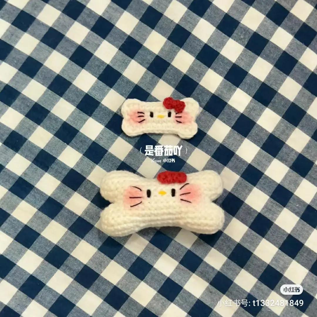 Cute Hello Kitty Bone Crochet Pattern with Bow and Materials