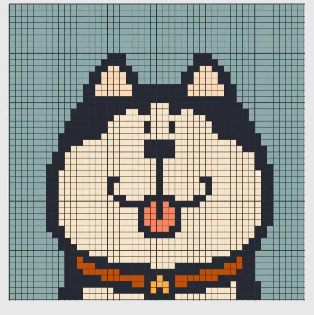 Cute Husky Dog Face Pixel Chart for Crochet Bag Pattern