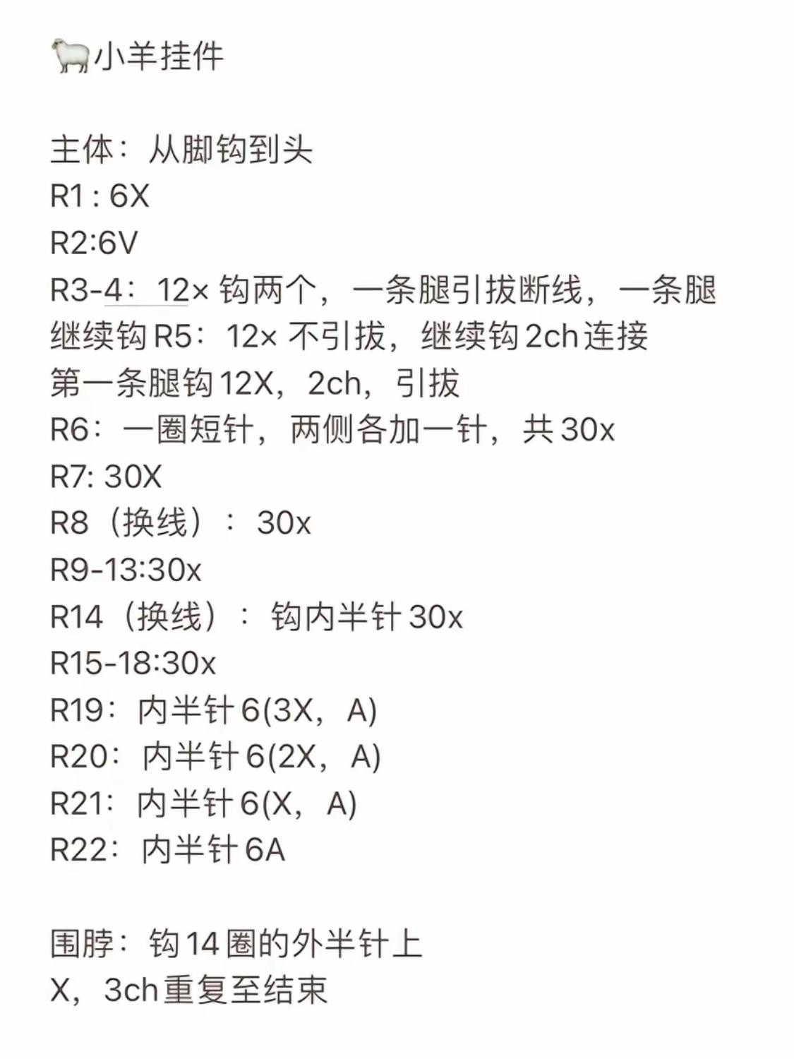 Cute Little Lamb Amigurumi Crochet Pattern with Chart