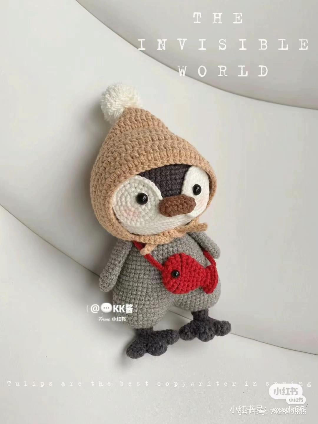 Cute Little Penguin Kola Amigurumi with Fish Bag and Hat Pattern