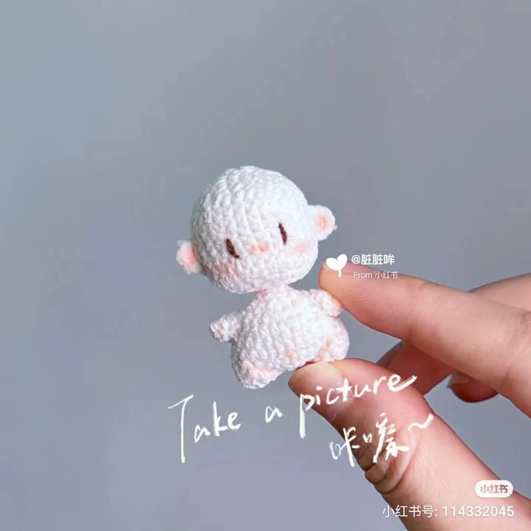 Cute Mini Amigurumi Doll Crochet Pattern Chart with Green Hair and Pink Dress