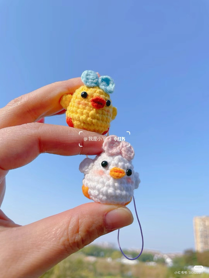 Cute Mini Chick and Duck Amigurumi Keychain Pattern