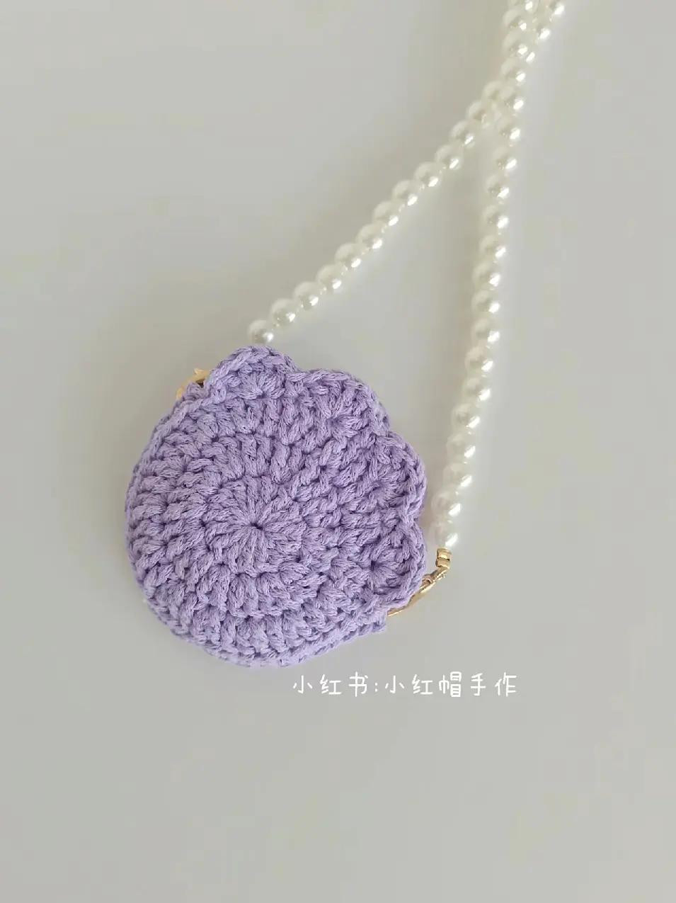Cute Mini Crochet Bag Patterns: Pastel Colors with Pearl Chain and Heart Details
