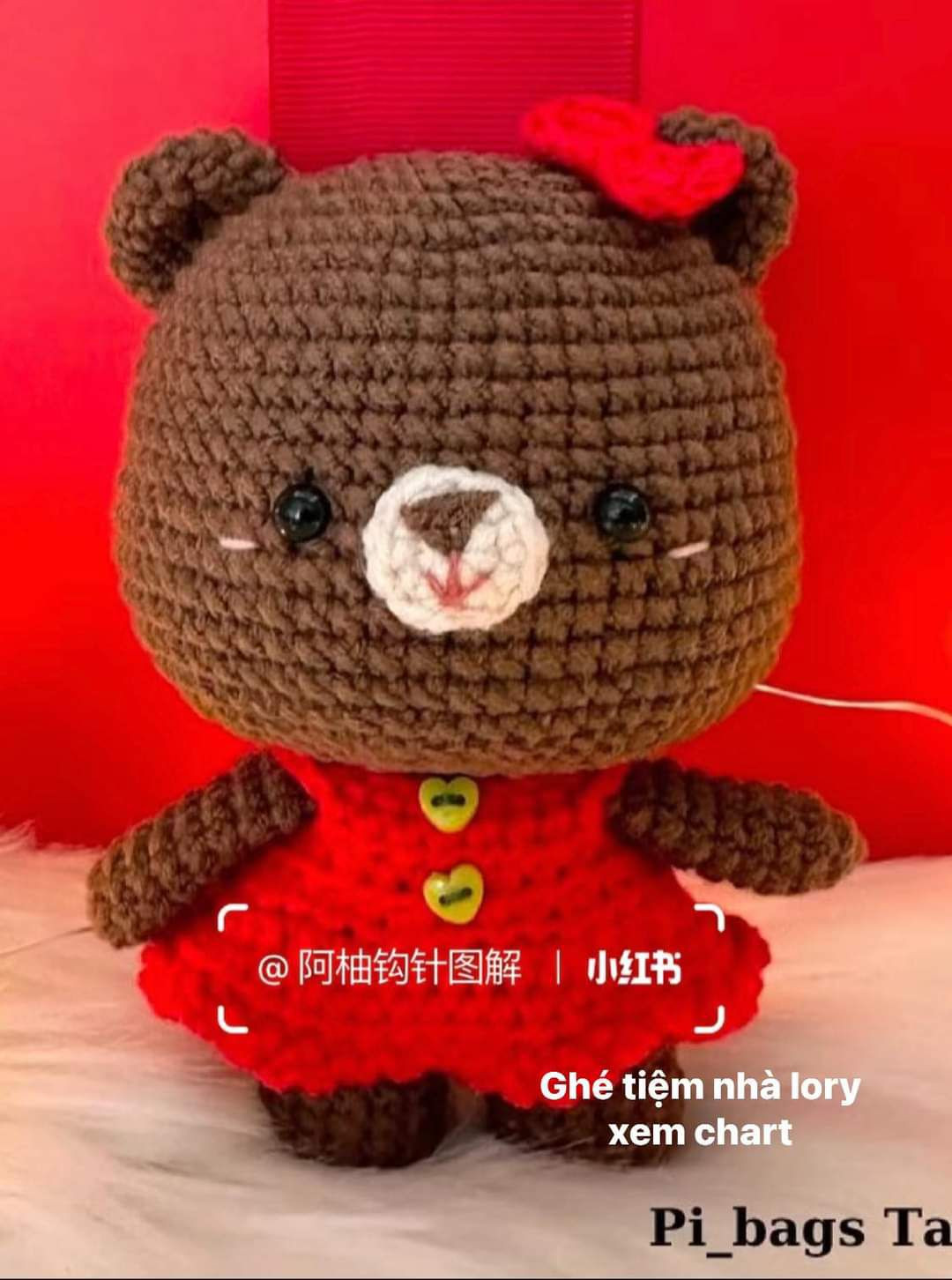 Cute Mini Crochet Bear with Heart Pattern