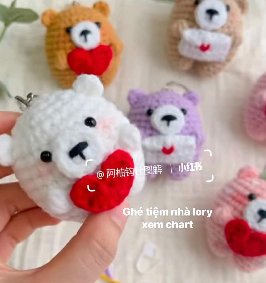 Cute Mini Crochet Bear with Heart Pattern