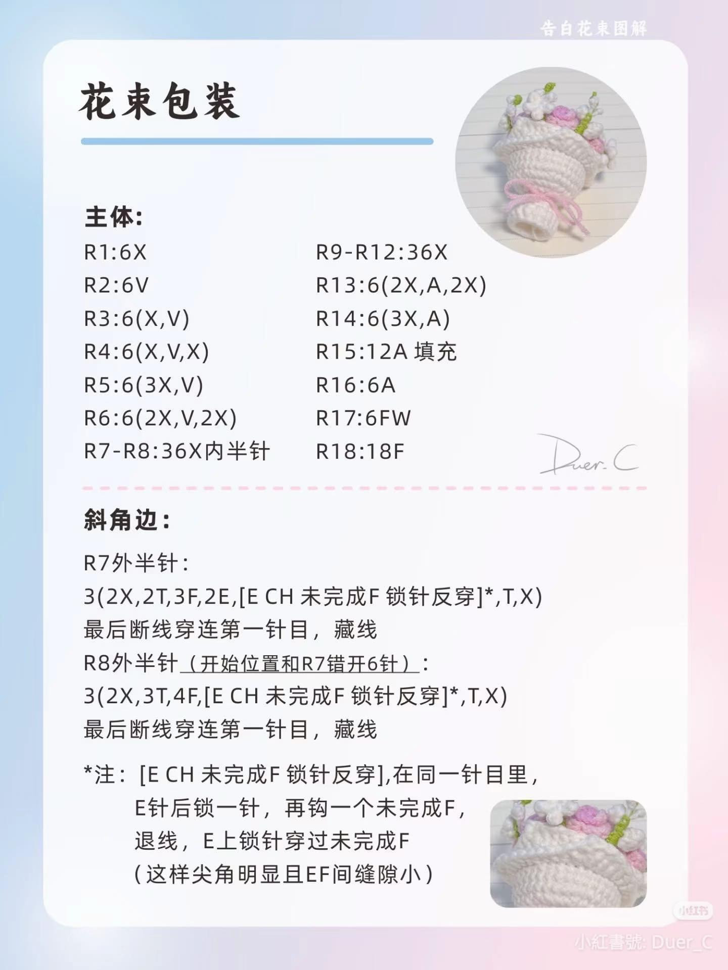 Cute Mini Crochet Bouquet Pattern: Roses and Larkspur