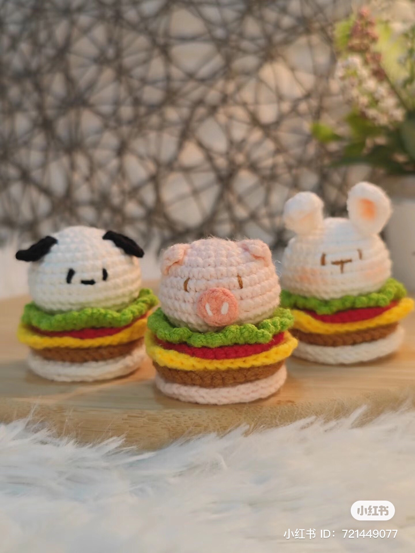 Cute Mini Crochet Hamburger Series: Pig, Sheep, and Rabbit Amigurumi Pattern