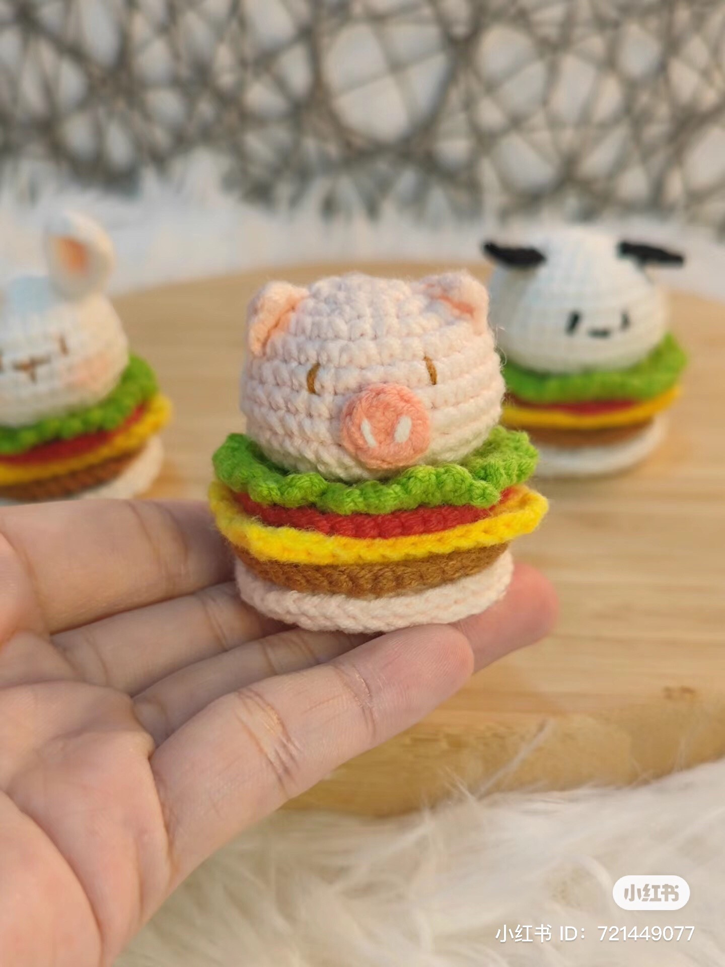 Cute Mini Crochet Hamburger Series: Pig, Sheep, and Rabbit Amigurumi Pattern
