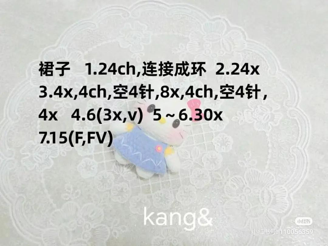 Cute Mini Crochet Hello Kitty Doll Amigurumi Pattern with Blue Dress and Pink Bow