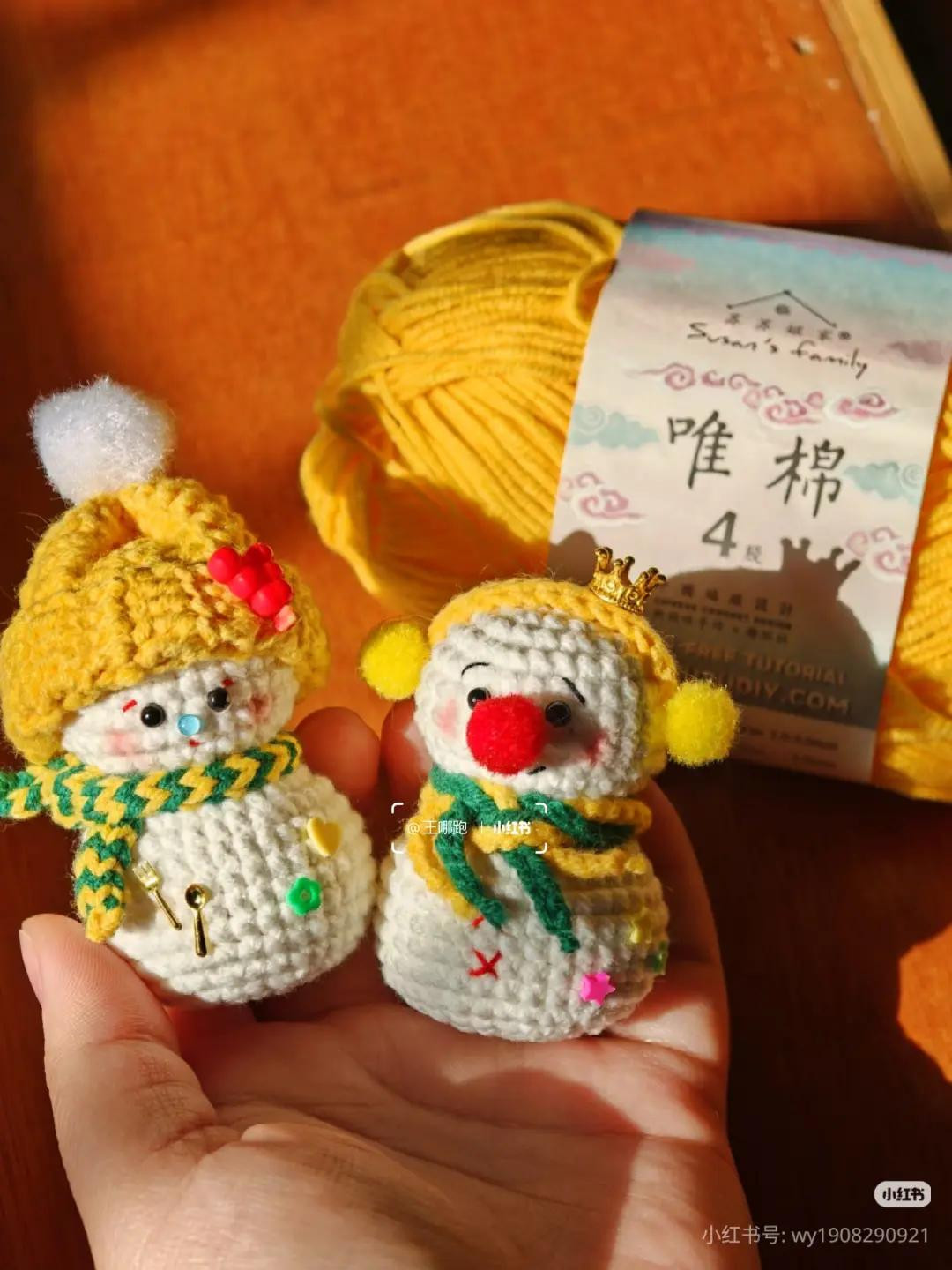 Cute Mini Crochet Snowman Doll with Yellow Hat and Scarf Tutorial