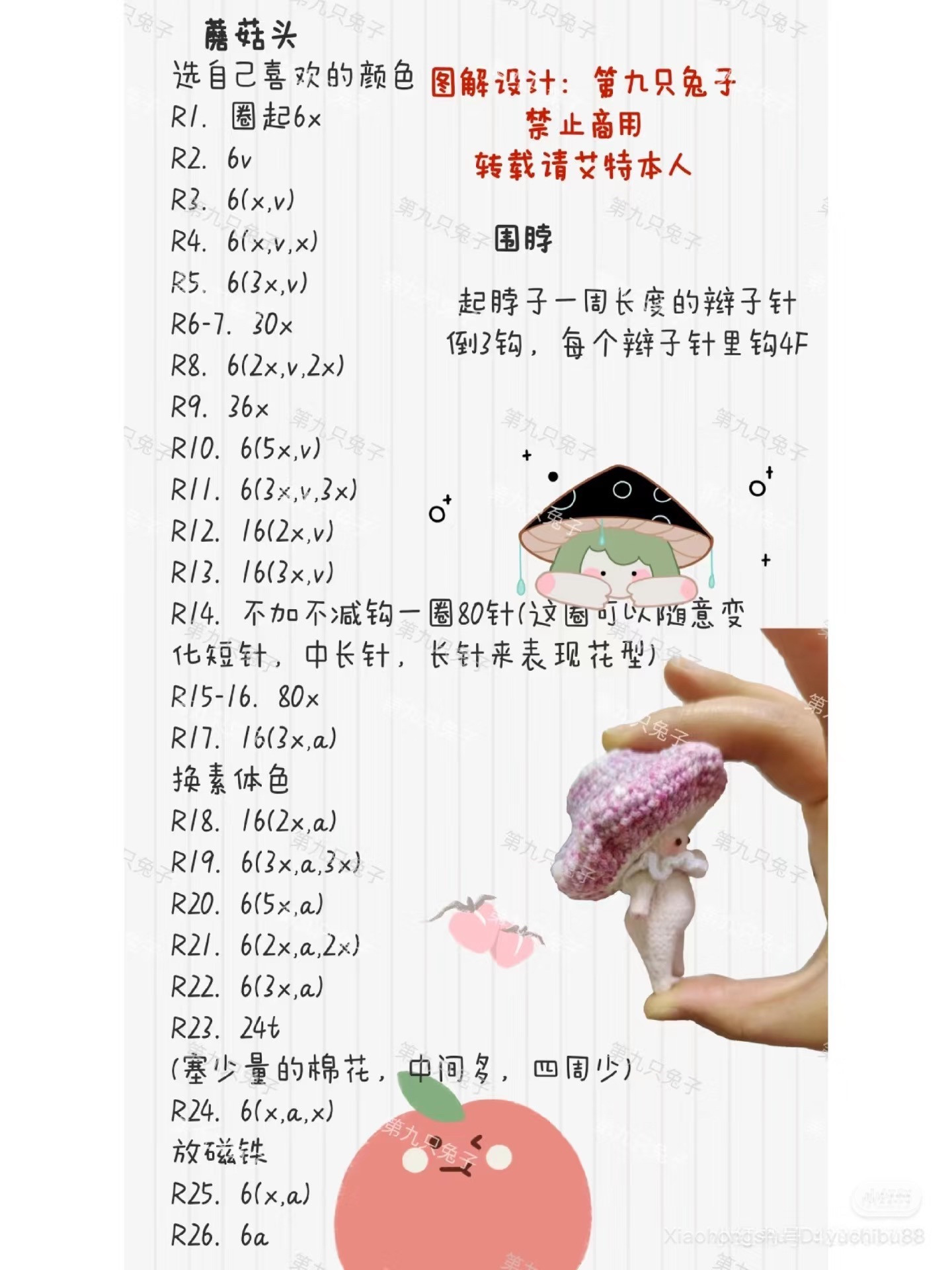 Cute Mushroom Person Crochet Pattern Chart