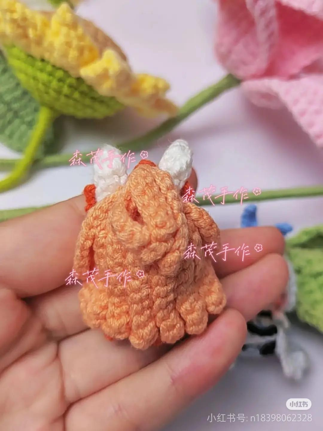 Cute Orange Crochet Doll Pattern with White Ears and Skirt