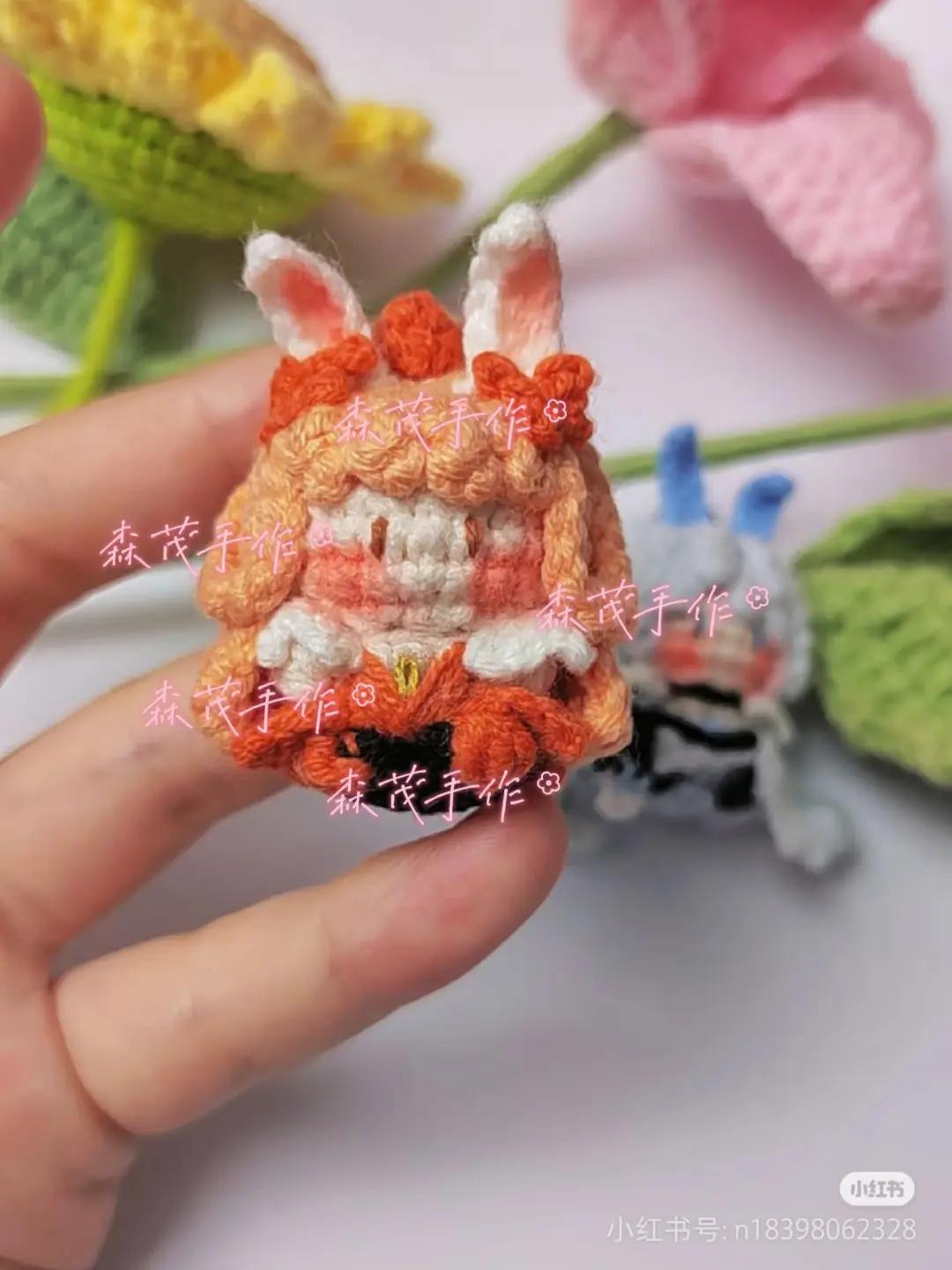 Cute Orange Crochet Doll Pattern with White Ears and Skirt