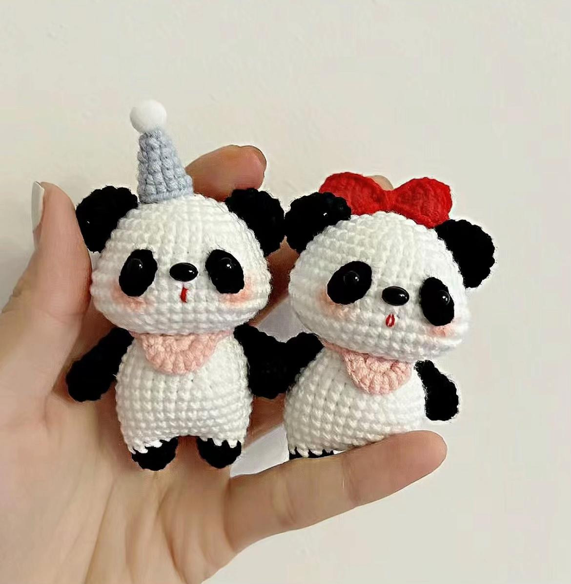 Cute Panda Amigurumi Doll with Hat and Bow Tie Crochet Pattern