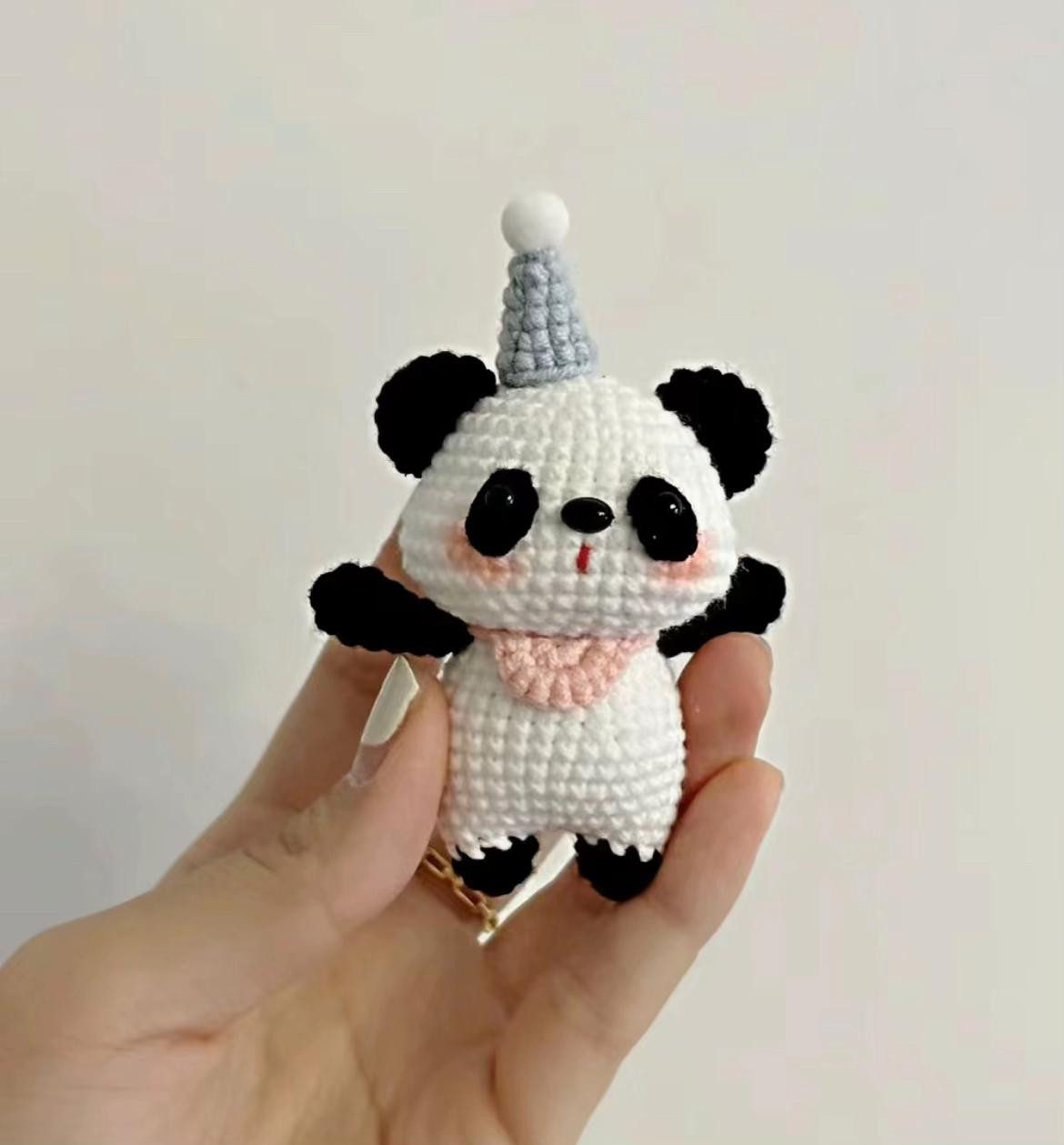 Cute Panda Amigurumi Doll with Hat and Bow Tie Crochet Pattern