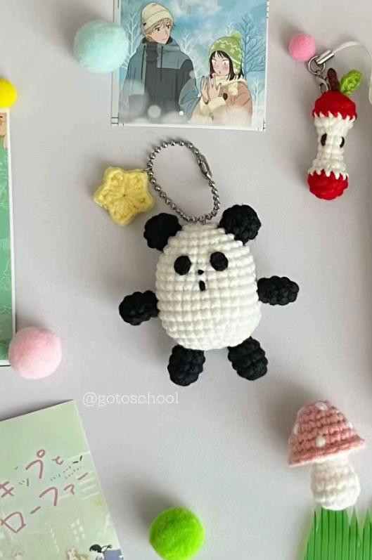 Cute Panda Amigurumi Keychain Crochet Pattern Chart