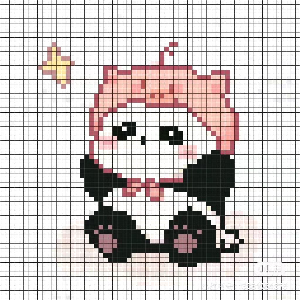 Cute Panda Pixel Chart for Crochet or Cross Stitch Patterns