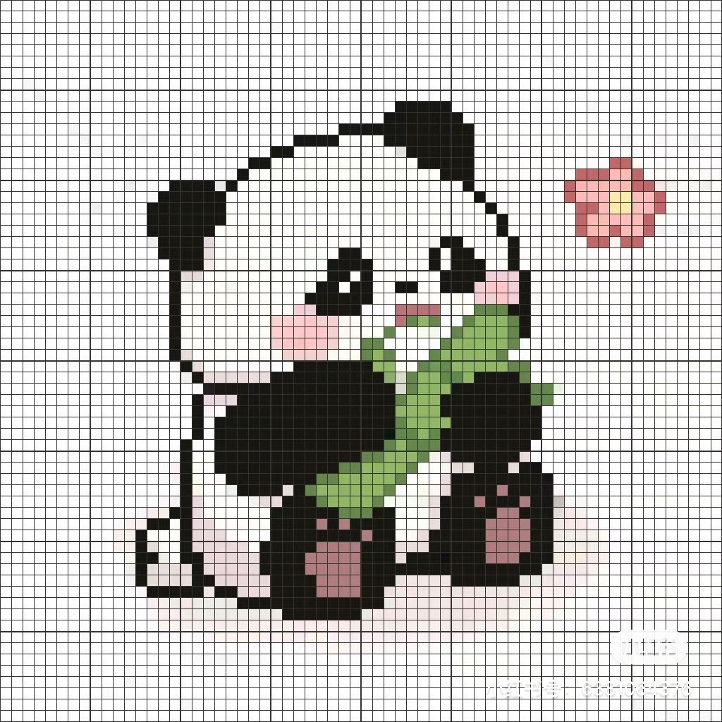 Cute Panda Pixel Chart for Crochet or Cross Stitch Patterns
