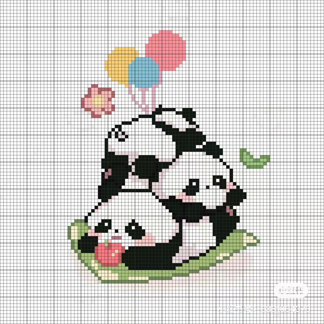 Cute Panda Pixel Chart for Crochet or Cross Stitch Patterns