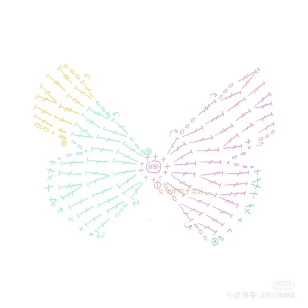 Cute Pastel Butterfly Bag Crochet Chart with Pearl Handle Pattern