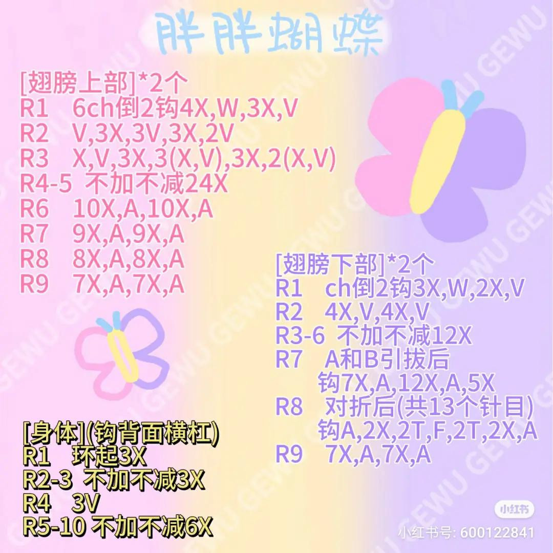 Cute Pastel Chubby Butterfly Crochet Keychain Pattern